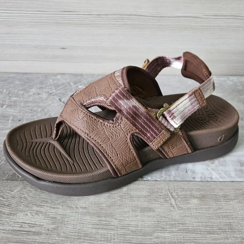 COFACE Flip Flops Sandals Adjustable Comfort Arch Support Womens Size 8.5 Brown